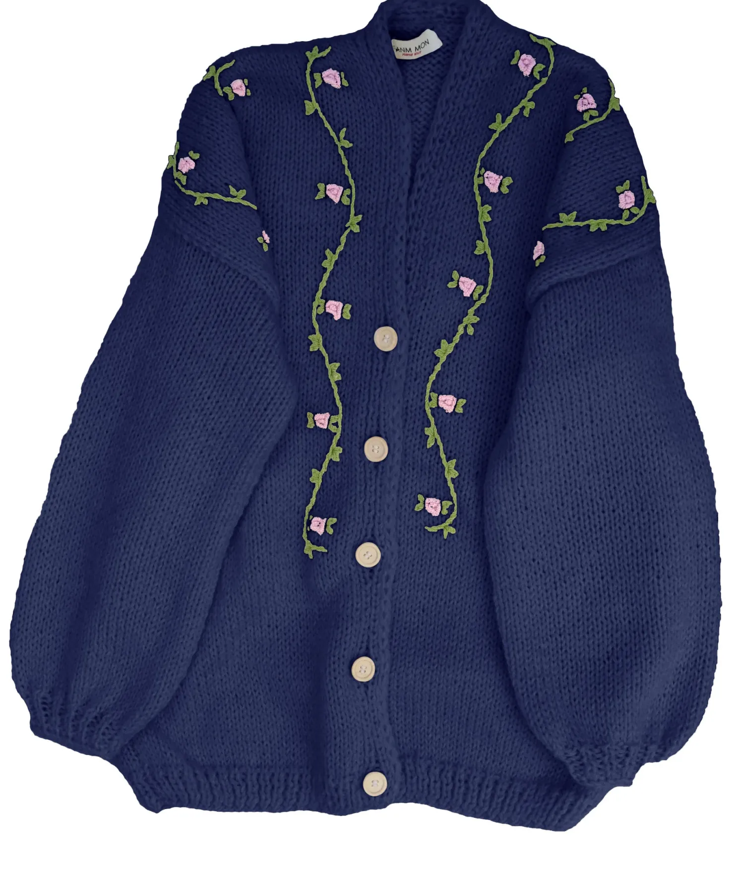 jasmin_pink_bloom_button__1.webp Fanm Mon JASMIN PINK BLOOM Button Front Wool Cardigan