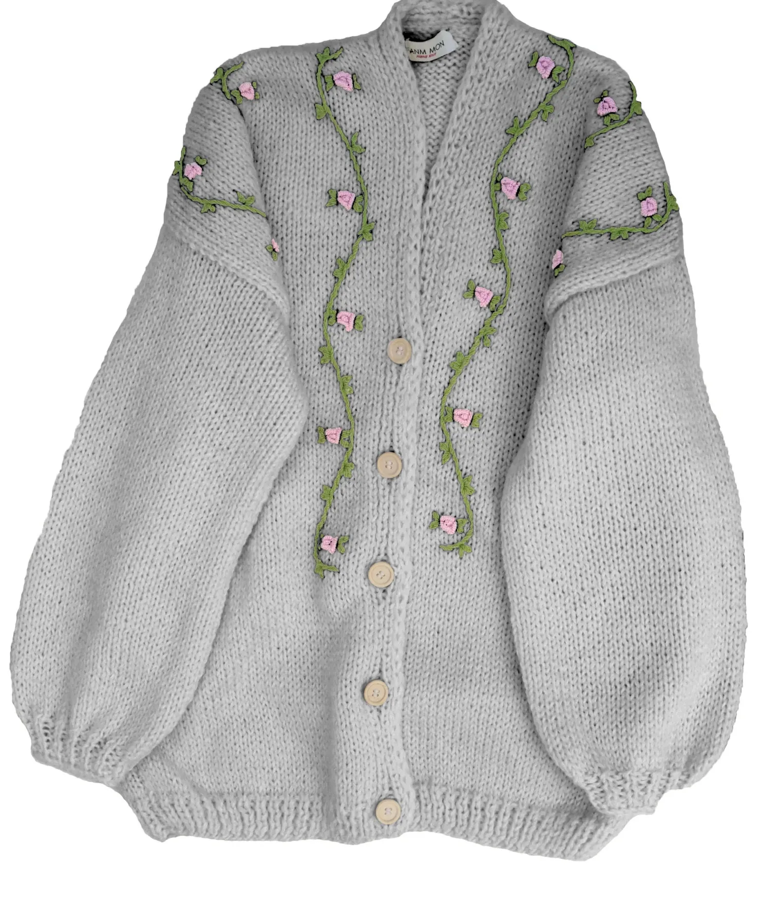 jasmin_pink_bloom_button__3.webp Fanm Mon JASMIN PINK BLOOM Button Front Wool Cardigan