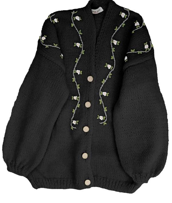 Fanm Mon JASMIN WHITE BLOOM Wool Cardigan