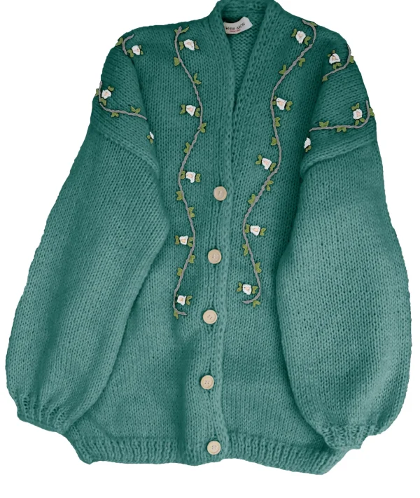 Fanm Mon JASMIN WHITE BLOOM Wool Cardigan