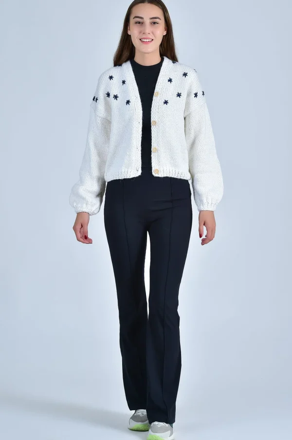 Fanm Mon SISTER BLOOM NAVY FLORAL Button Front Cardigan