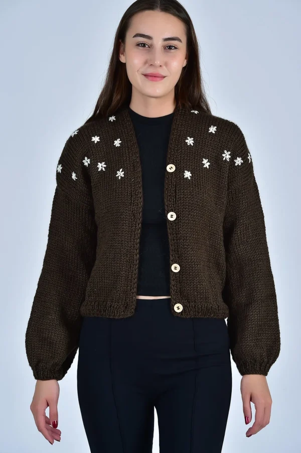 Fanm Mon SISTER BLOOM WHITE FLORAL Button Front Cardigan