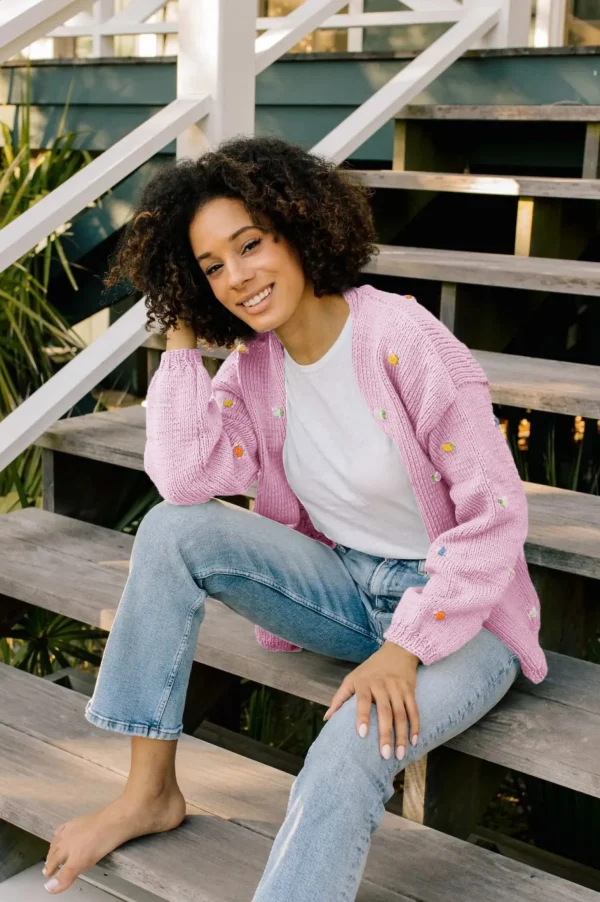 Fanm Mon WILD FLOWERS ROSE BLOOM Cotton Cardigan