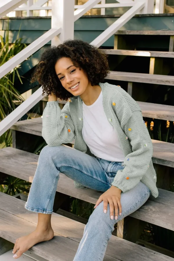 Fanm Mon WILD FLOWERS ROSE BLOOM Cotton Cardigan