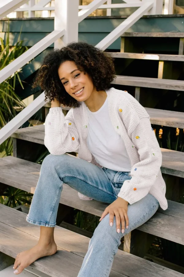 Fanm Mon WILD FLOWERS ROSE BLOOM Cotton Cardigan