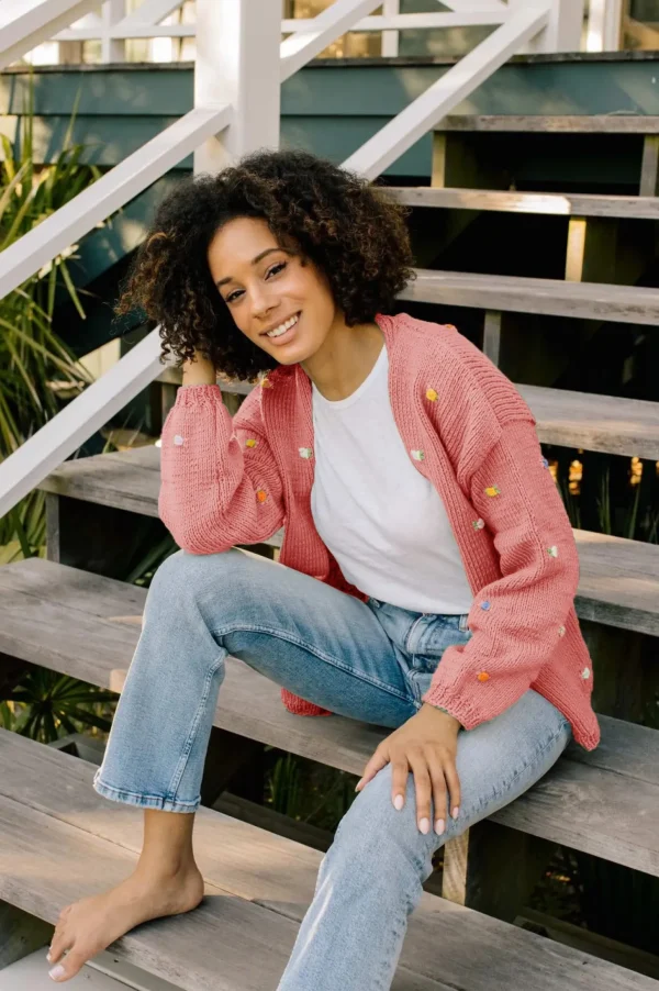 Fanm Mon WILD FLOWERS ROSE BLOOM Cotton Cardigan