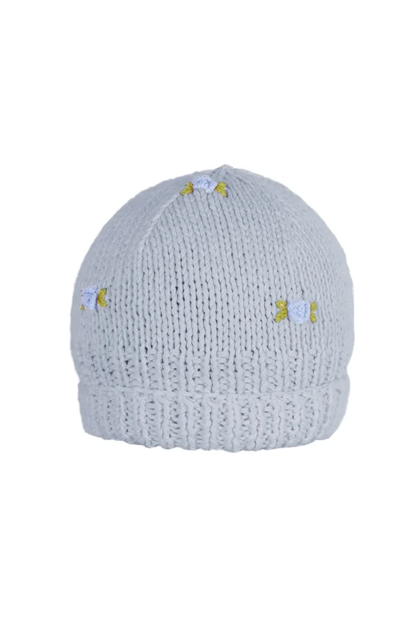 Fanm Mon WINTER BLOOM BLUE ROSE Cotton Beanie Hat
