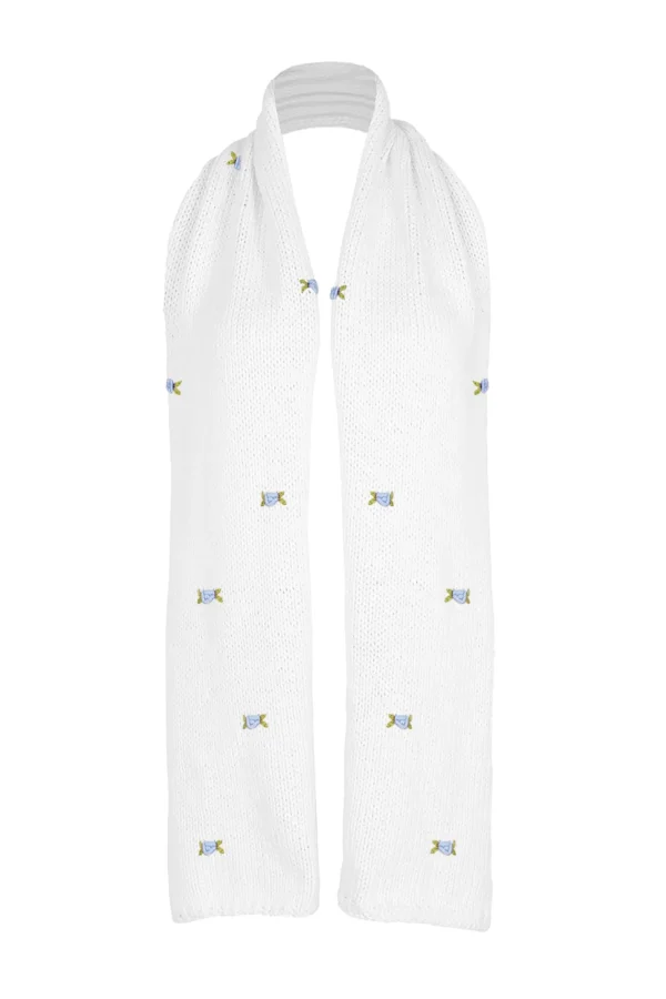 Fanm Mon WINTER BLOOM BLUE ROSE Cotton Scarf