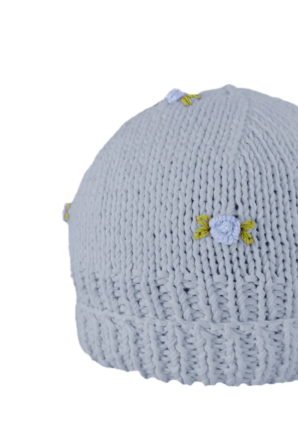 Fanm Mon WINTER BLOOM BLUE ROSE Cotton Beanie Hat