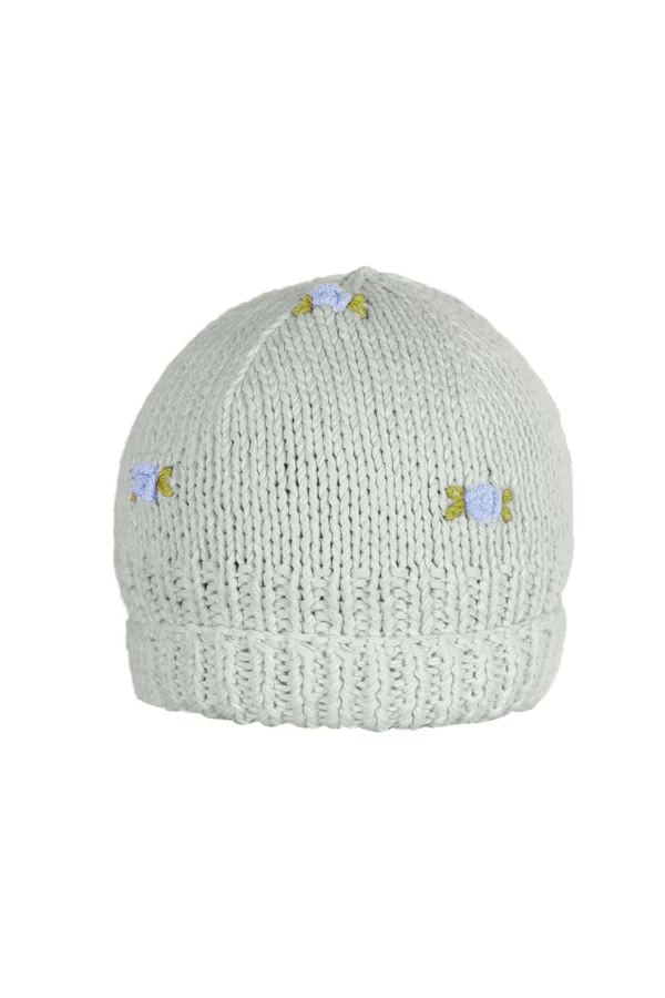 Fanm Mon WINTER BLOOM BLUE ROSE Cotton Beanie Hat