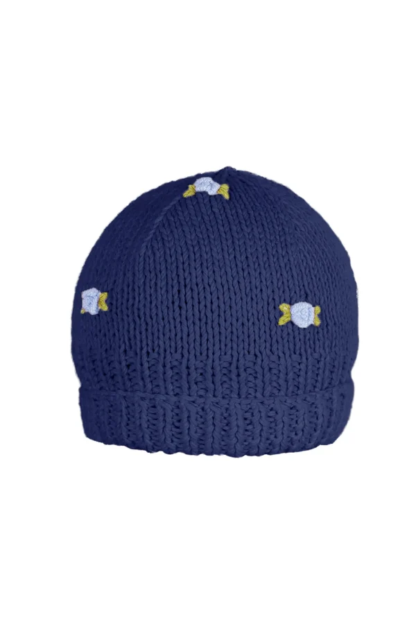 Fanm Mon WINTER BLOOM BLUE ROSE Cotton Beanie Hat
