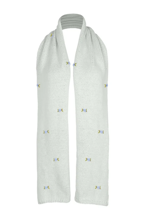 Fanm Mon WINTER BLOOM BLUE ROSE Cotton Scarf