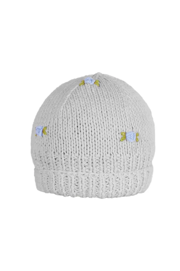 Fanm Mon WINTER BLOOM BLUE ROSE Cotton Beanie Hat