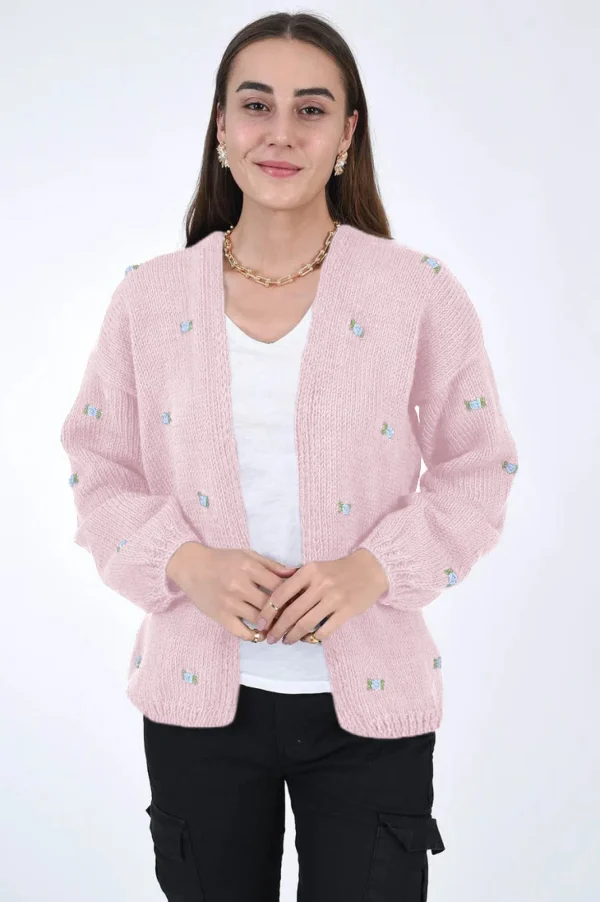 Fanm Mon WINTER BLOOM BLUE ROSE Cotton Cardigan