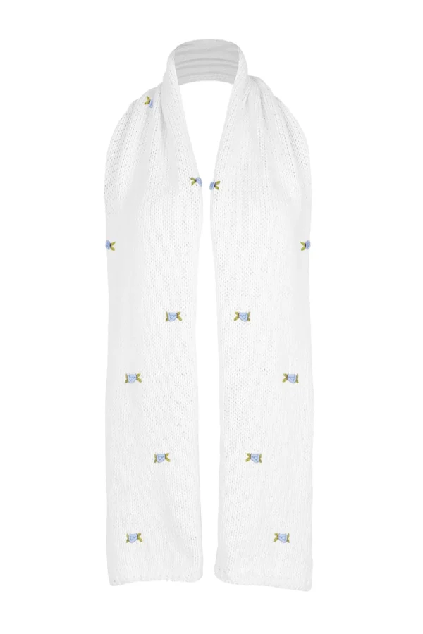 Fanm Mon WINTER BLOOM BLUE ROSE Wool Scarf