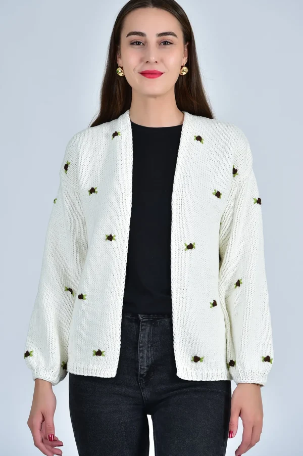 Fanm Mon WINTER BLOOM BROWN ROSE Cotton Cardigan