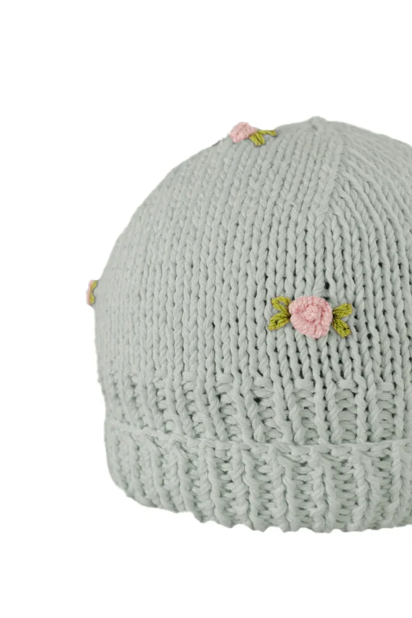 Fanm Mon WINTER BLOOM PINK ROSE Cotton Beanie Hat