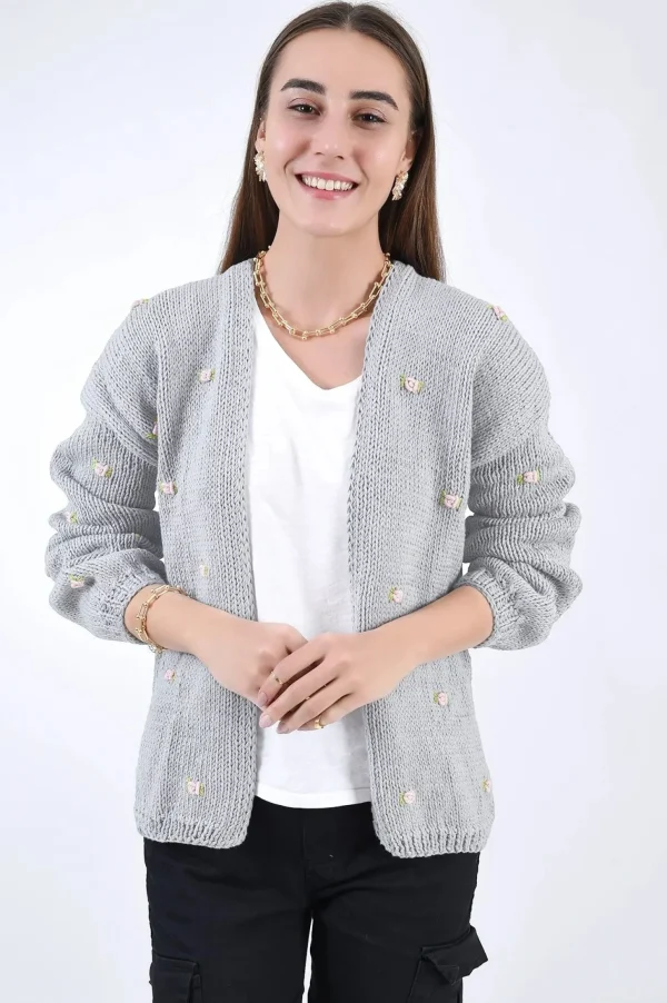 Fanm Mon WINTER BLOOM PINK ROSE Cotton Cardigan