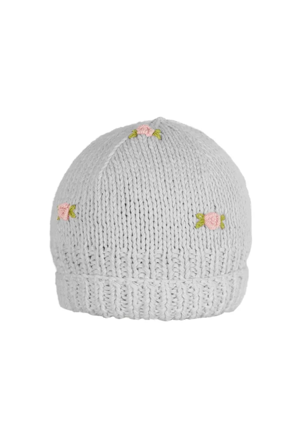 Fanm Mon WINTER BLOOM PINK ROSE Cotton Beanie Hat