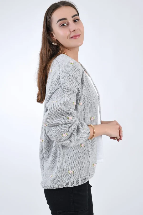 Fanm Mon WINTER BLOOM PINK ROSE Cotton Cardigan