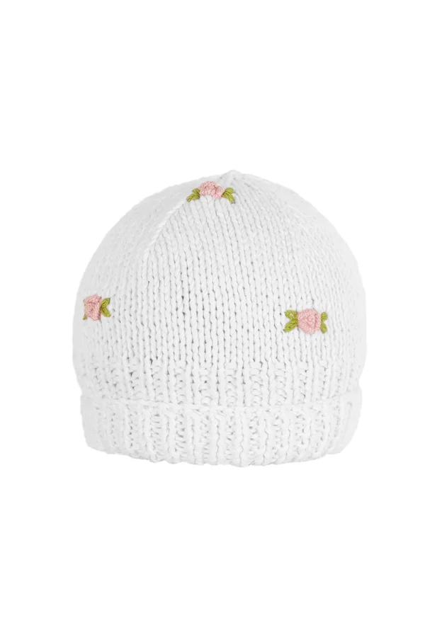Fanm Mon WINTER BLOOM PINK ROSE Cotton Beanie Hat