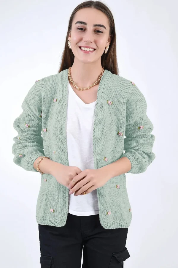 Fanm Mon WINTER BLOOM PINK ROSE Cotton Cardigan