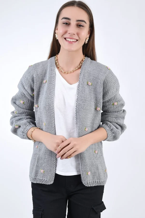 Fanm Mon WINTER BLOOM PINK ROSE Cotton Cardigan