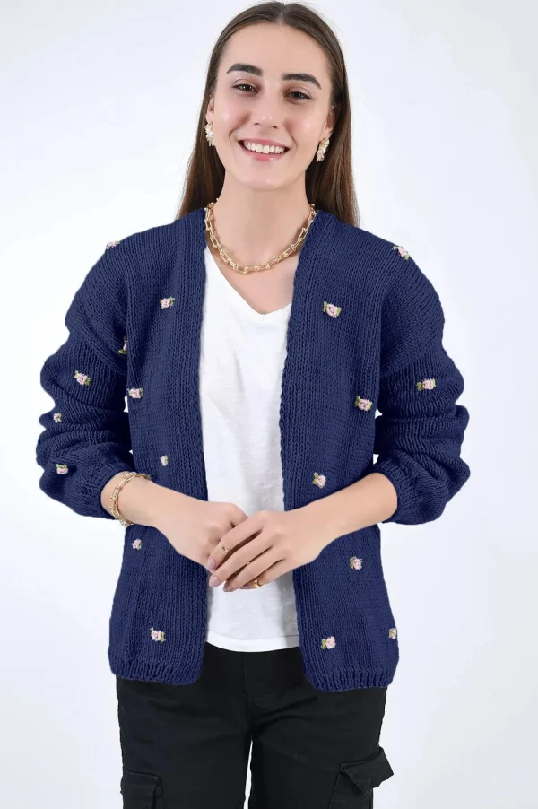 Fanm Mon WINTER BLOOM PINK ROSE Cotton Cardigan
