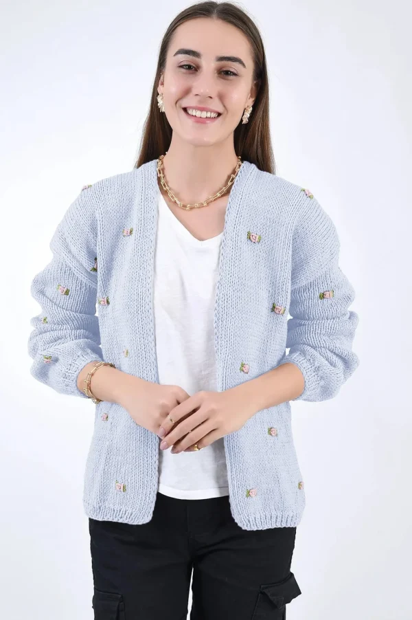 Fanm Mon WINTER BLOOM PINK ROSE Cotton Cardigan