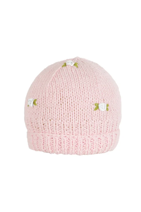 Fanm Mon WINTER BLOOM WHITE ROSE Cotton Beanie Hat