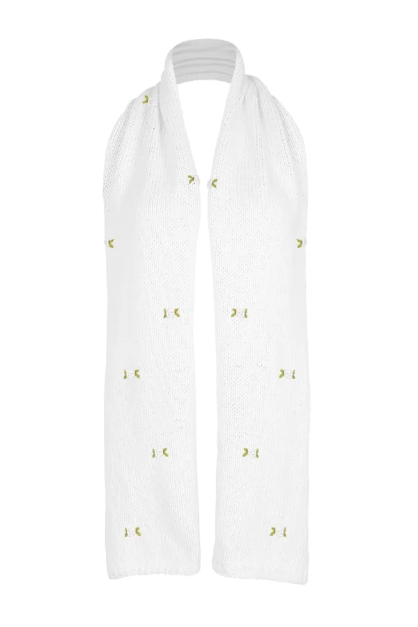 Fanm Mon WINTER BLOOM WHITE ROSE Cotton Scarf