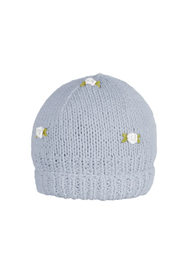 Fanm Mon WINTER BLOOM WHITE ROSE Cotton Beanie Hat
