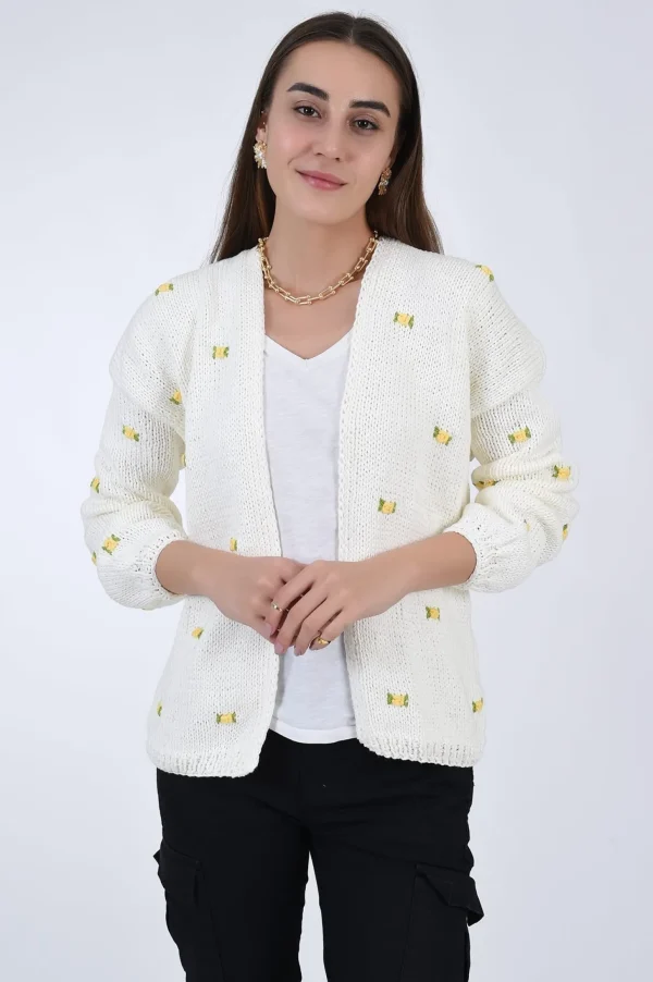 Fanm Mon WINTER BLOOM YELLOW ROSE Cotton Cardigan