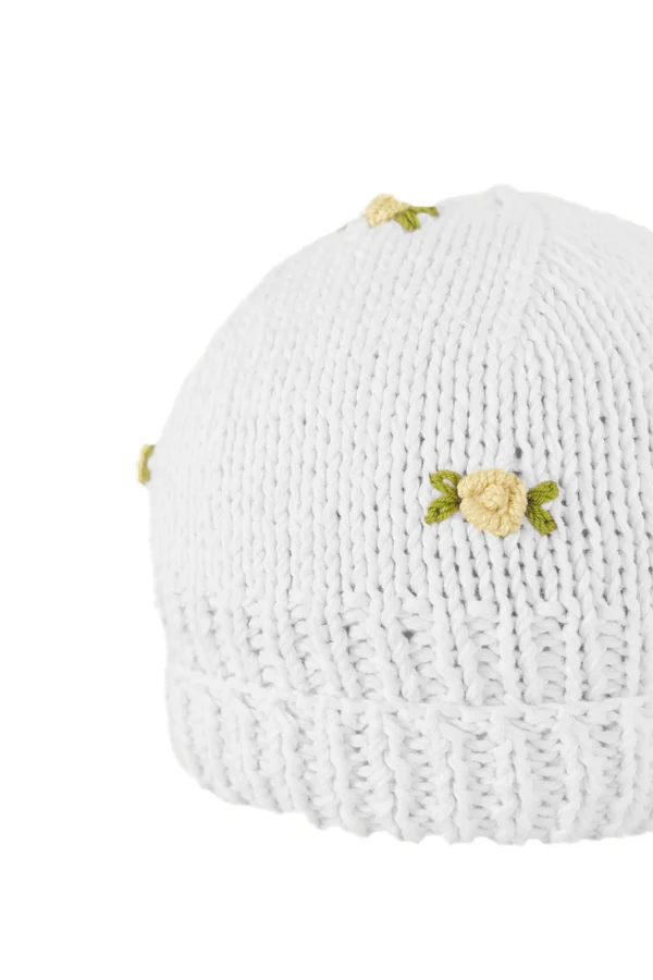 Fanm Mon WINTER BLOOM YELLOW ROSE Cotton Beanie Hat