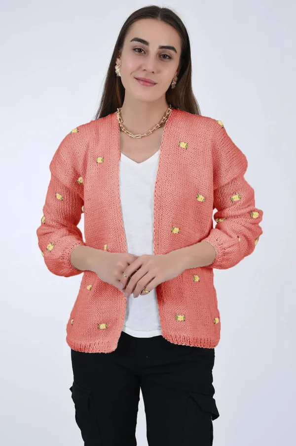 Fanm Mon WINTER BLOOM YELLOW ROSE Cotton Cardigan