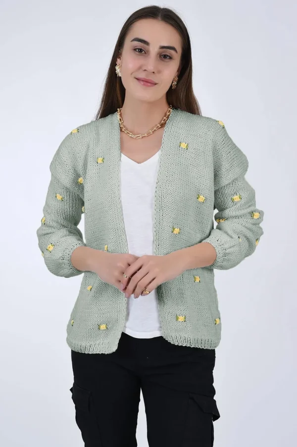 Fanm Mon WINTER BLOOM YELLOW ROSE Cotton Cardigan