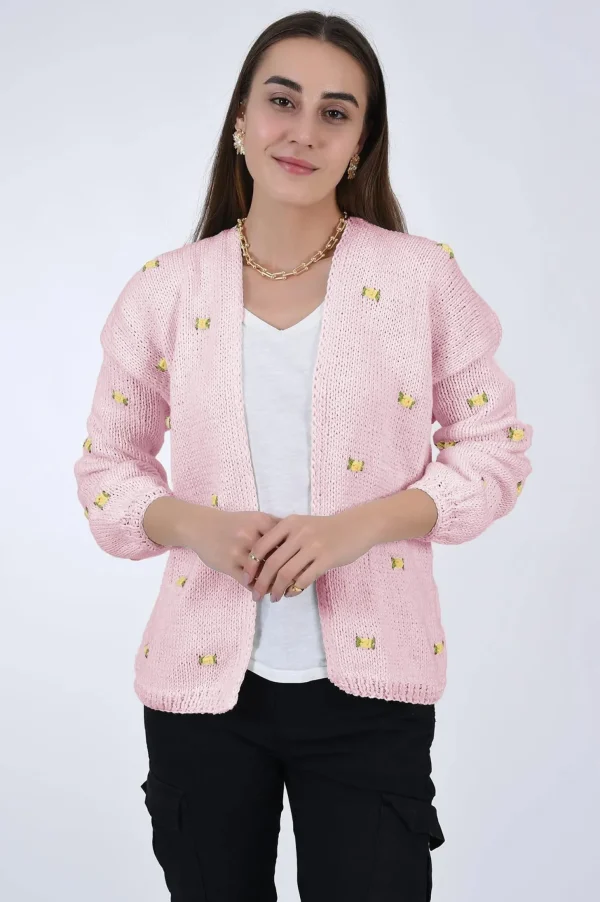 Fanm Mon WINTER BLOOM YELLOW ROSE Cotton Cardigan